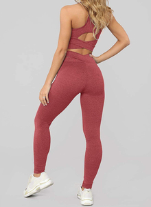 Mallas de cintura alta elásticas suaves con función de secado rápido, diseño único, traje de Yoga para Fitness para mujer, conjunto de ropa deportiva - Product Image 2