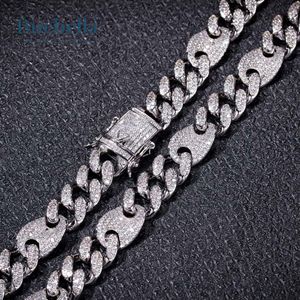 Hombres 925 Plata 14K Chapado en oro blanco 13mm Moissanite Diamond Iced Out Cuban G-Link Collares Serie de collares para hombres - Product Image 4