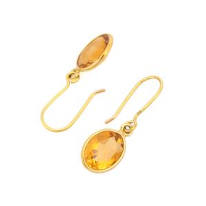 Boucles d'oreilles pendantes classiques en citrine naturelle de forme ovale facettée, argent sterling 925 plaqué or 18 carats, cadeau romantique pour femmes - Product Image 2