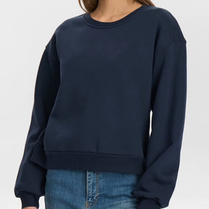 Nueva llegada moda pulóver manga larga Mujer cuello redondo sudadera 100% algodón poliéster tela mujer sudadera a granel - Product Image 1