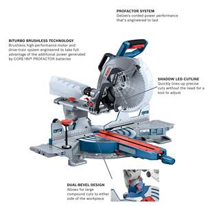 Kit GCM18V-12SDN14 avec batterie haute puissance CORE18V 8 Ah, scie à onglet coulissante à double biseau de 12 pouces 18V pour la découpe de métal, de carrelage et de bois - Product Image 5