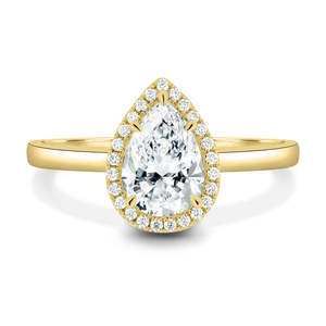 Bagues de fiançailles en or massif 18 carats, bagues de mariage de luxe faites à la main en laboratoire, taille poire, diamant cultivé, cadeau pour elle - Product Image 6