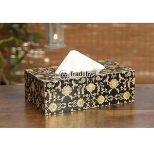 กล่องใส่กระดาษทิชชูไม้เคลือบลายพิมพ์ งานแฮนด์เมด หรูหรา เป็นมิตรกับสิ่งแวดล้อม สำหรับธุรกิจโรงแรมและร้านอาหาร - Product Image 1