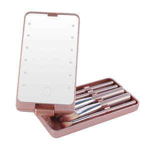 Espejo de Maquillaje LED de Escritorio, Espejo Cosmético Compacto de Una Sola Cara, Rectangular, Plegable, Portátil, con Función de Aumento - Product Image 4