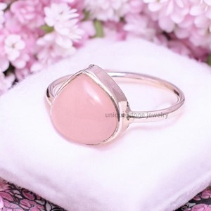 925ทำด้วยมือแหวนเงินสเตอร์ลิงประดับควอตซ์พลอยธรรมชาติประดับด้วยเพชรเม็ดแพร์ตัดแบบเครื่องประดับ - Product Image 4