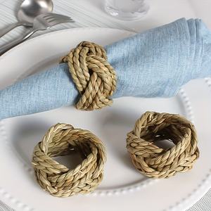 Vietnam anneau porte-paille naturel pour serviette prix de gros jonc de mer ronds de serviette tissé à la main herbe de mer décor de table - Product Image 5