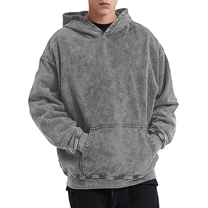 Jersey de invierno para hombre a precio barato, sudadera con capucha de mezcla de algodón en blanco de lana pesada, ropa de calle, logotipo personalizado, lavado con ácido - Product Image 3