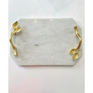 ถาดหินอ่อนลายผลไม้แห้งพร้อมที่จับทองเหลืองถาดเสิร์ฟอาหารจานหินอ่อน - Product Image 5