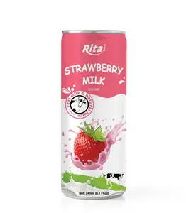 Best Seller 240ml Canned Best natrual Strawberry real milk drink Strawberry fruit Flavor OEM ODM HALAL Delicious Soft drink