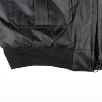 Blouson Bomber de Sécurité pour Homme Noir Coupe-Vent avec Fermeture Éclair en Polyester Hiver Uniforme Motif Patch Coupe Droite