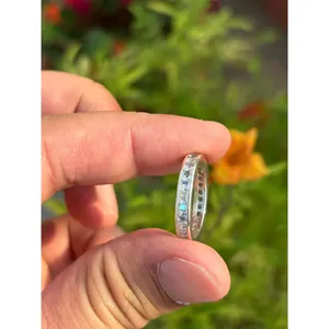 925 Silver Eternity Band <b>Ring</b> with <b>Moonstone</b> for Wedding Occasions - Product Image 2