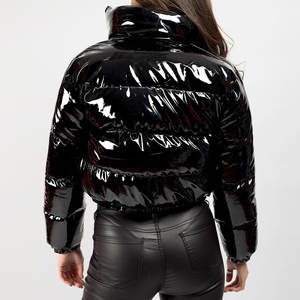 High Quality Breathable Women Crop Puffer <b>Jacket</b> <b>Short</b> Winter Coat with Hood Zipper Closure Stylish Genuine Leather - Product Image 3