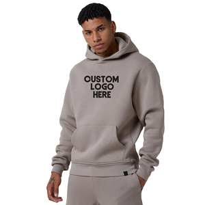 เสื้อสเวตเตอร์แขนยาวผ้าฝ้าย100% มีฮู้ดเสื้อแนวสตรีทสีพื้นชุดไปยิมมีฮู้ดพิมพ์ลายโลโก้ - Product Image 1