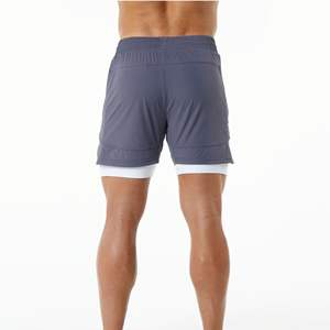 Plus lisse et plus doux 80% Nylon 20% élasthanne moka hommes Compression doublé tissé baggy entraînement court avec poches avant - Product Image 4