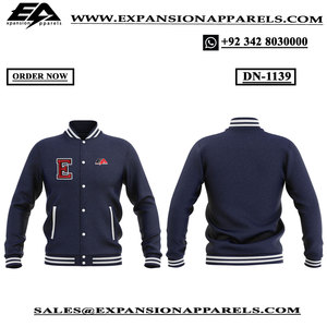 Chaqueta universitaria de invierno Fabricante Suave Algodón Poliéster Fleece Flat Knitted Poliéster Ropa deportiva Cierre de cremallera Bordado - Product Image 5