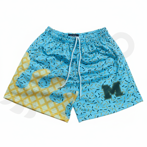 กางเกงขาสั้นตาข่ายแห้งเร็วสำหรับผู้ชายกางเกงขาสั้นตาข่ายแบบลำลองสำหรับฤดูร้อนของผู้ชายระบายอากาศได้ดีออกแบบโลโก้หัวใจได้ตามต้องการ - Product Image 1