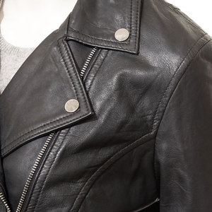 Chaqueta de Cuero Satinado Bronceado para Mujer, Otoño Invierno, con Cierre, Cuello Alto, Impermeable, para Adultos - Product Image 5