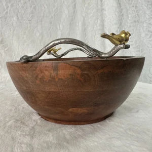 Eco-Friendly Modern Wooden Food <b>Serving</b> <b>Bowl</b> Gold Accent Fruits <b>Salad</b> <b>Serving</b> <b>Bowl</b> For Home And Wedding Catering - Product Image 5