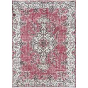 Tapis en laine noués à la main vintage, motif rectangulaire abstrait rose et violet, pour la maison, le salon, le couloir - Pae-2213 - Product Image 1