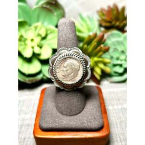 Jeff Largo <b>Adjustable</b> Sterling Silver <b>Ring</b> Gift with Bezel Setting Inlay - Product Image 4