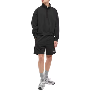 100% Cotton French Terry 14 Zip Neck Drop Shoulder Pullover <b>Crop</b> Sweatshirt Custom <b>Black</b> Quarter Zip <b>Jumper</b> Hoodies - Product Image 2