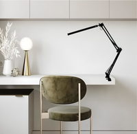 Lámpara LED con Abrazadera al por Mayor, Lámpara de Escritorio LED Negra de 11 W con Brazo Oscilante Ajustable, Lámpara de Arquitecto, 3CCT, Puerto USB-A, Luz de Escritorio
