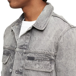 เสื้อแจ็กเก็ตยีนส์สำหรับผู้ชายเสื้อแจ็กเก็ตกางเกงยีนส์ขนาดใหญ่พิเศษพิมพ์โลโก้ได้ตามต้องการ - Product Image 4