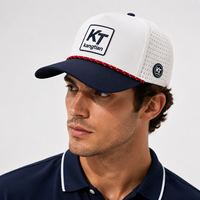 Casquette de performance OEM personnalisée à 5 panneaux, avec ventilation découpée au laser, imperméable, pour le golf, casquette de baseball avec cordon, couvre-chef pour sports de plein air