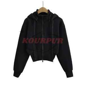 Sweat à capuche zippé pour femme en coton 100% de haute qualité, design élégant avec logo frontal, disponible en plusieurs couleurs à prix raisonnable - Product Image 4