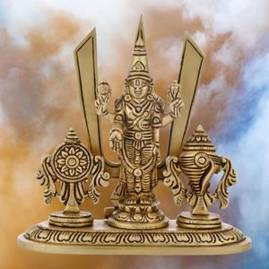 Shankh Chakra ตกแต่ง shankh Chakra 12.7 cm สไตล์ศาสนา tilak Figurine ด้วยการพิมพ์ gravure - Product Image 1