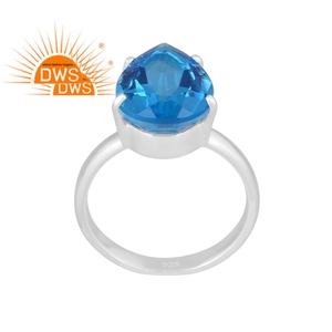 Venta caliente fina plata esterlina doblete suizo Topacio Azul cuarzo piedra preciosa anillo apilable fabricante de joyería personalizada - Product Image 1