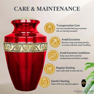 โกศบรรจุอัฐิสีแดงทอง สไตล์ยุโรปอเมริกัน เป็นมิตรกับสิ่งแวดล้อม ทนทาน ออกแบบได้ตามต้องการ สำหรับงานศพ ขนาด 10 นิ้ว - Product Image 5
