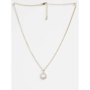 Collar con Colgante Tica de Plata de Ley 925 CLARA, Diseño Geométrico de Flor, Rodio, Moderno, para Compromiso, con Zirconia - Product Image 3