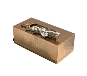 Caja de pañuelos acrílica rectangular antigua, para el hogar de lujo Premium servilletero, diseño moderno de acero inoxidable para bodas - Product Image 1