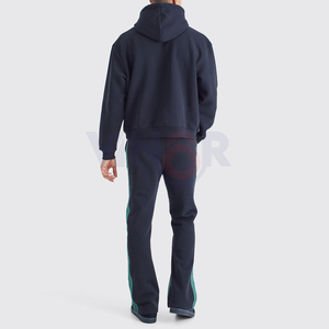 Fabricantes de ropa personalizados para hombre, conjunto de 2 piezas, logotipo de serigrafía, pantalones apilados, chándal acampanado, holgado, elegante, chándal para hombre - Product Image 2