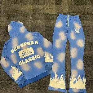 Survêtement pour homme en molleton d'hiver avec logo appliqué personnalisé, style streetwear, délavé à l'acide, 100% coton, pantalon de survêtement et sweat-shirt - Product Image 3