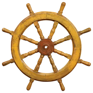 High Quality Nautical Ship Wheel Steering Wall Decoration <b>Wood</b> <b>Craft</b> Engraved Natural Polished Finish Indoor Metal Boat Wheel - Product Image 1