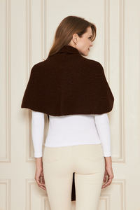 Poncho-châle chic pour femme à capuche en tricot, élégant, chaud, doux au toucher, respirant, écharpe d'hiver à capuche, tricot multifonctionnel - Product Image 4