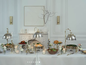 Plat de service de luxe à motif floral, orné, avec dessus en laiton floral suspendu, plat de service vintage argenté éblouissant - Product Image 2