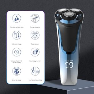 Rasoir rotatif électrique sans fil rechargeable pour hommes, silencieux, utilisation humide/sèche, accessoire pour sac de sport, triple lame, rasage étanche - Product Image 2