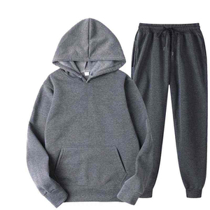 Nouveauté Ensemble survêtement à capuche pour homme en deux pièces pour l'hiver Respirant Uni Teint en polyester/coton Pantalon de jogging - Product Image 4