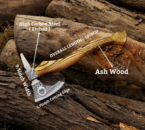 Wholesale Customized High Quality OEM ODM Service Damascus <b>Camping</b> <b>Axe</b> Viking Hand Forged <b>Axe</b> Beautiful Hatching Leather Sheath - Product Image 2