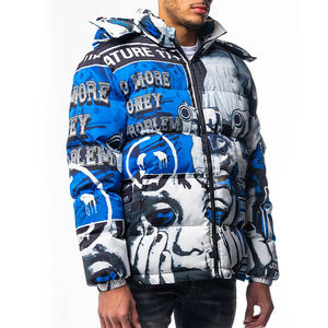 Veste matelassée longue en toile fine pour homme, de haute qualité, réfléchissante, col rabattu, imperméable, avec capuche, réversible - Product Image 2