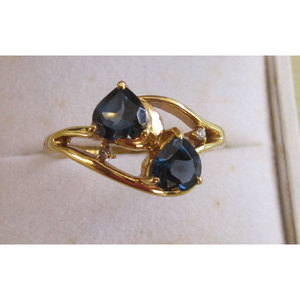 Anillo Romántico de Topacio Azul Londres y Diamantes, con Incrustaciones de Piedras Preciosas para Enamorados, con Engaste Invisible y Garras para Compromiso - Product Image 1