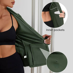 Offre spéciale Vêtements de yoga sans manches à col haut pour femmes Veste à fermeture éclair Top Logo personnalisé Manteau de sport en cours d'exécution Vêtements de fitness - Product Image 6