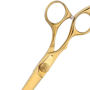 Ciseaux de salon de coiffure en gros avec lame droite et anneau en caoutchouc doré type de beauté de revêtement de papier amovible - Product Image 3
