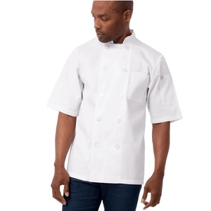 Men <b>White</b> <b>Short</b> Sleeve Chef <b>Jacket</b> Cotton Breathable Work Fashion Uniform - Product Image 1