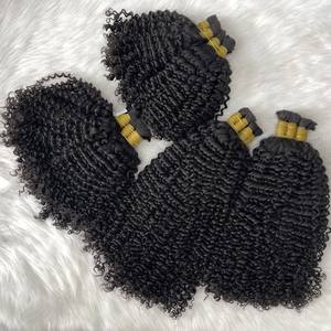 Extensions de cheveux Remy vierges noires naturelles 100% Perruques à bande bouclée non traitées Cuticules alignées en vrac 26-28 pouces du Vietnam - Product Image 1