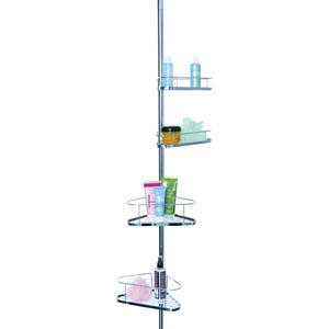 Mensola doccia telescopica in metallo MSV con 4 ripiani colore argento 25,5 x 32,5 x 250 cm - Product Image 2
