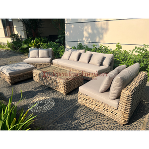 Modern New Grey Rattan Sofa <b>Set</b> with Cushion for Outdoor Patio Hotels Living Rooms Apartments Villas - Product Image 1